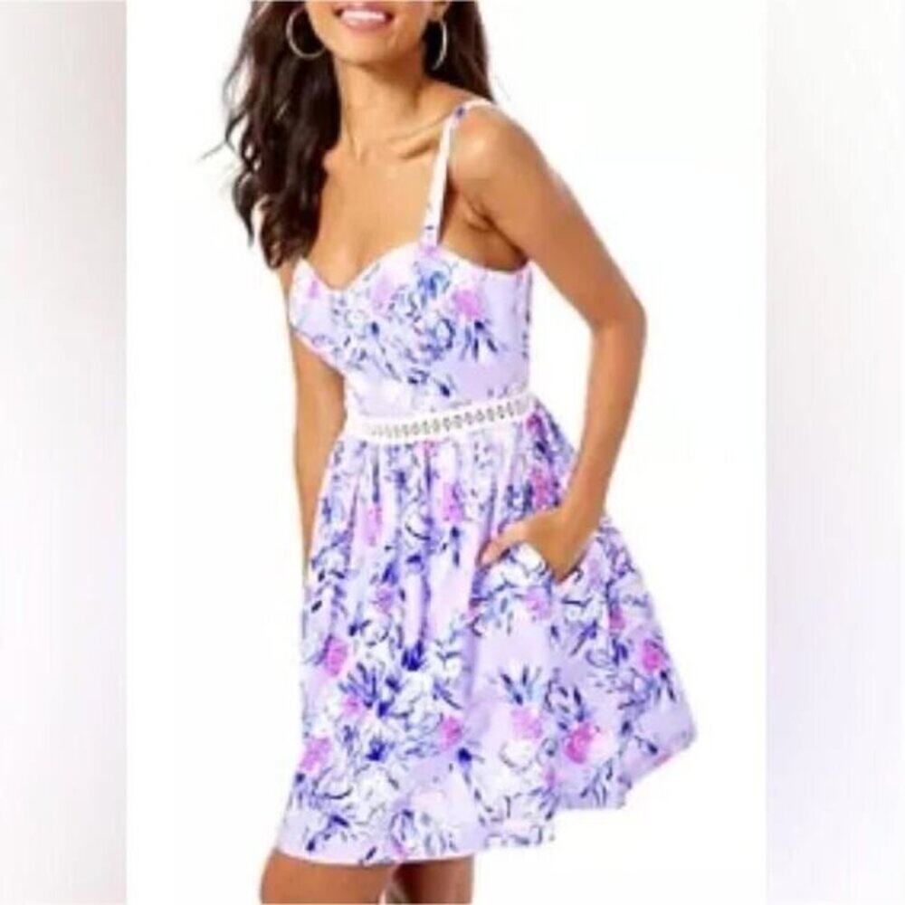 Lilly Pulitzer Devyn Dress in Light Lilac Verbena Trunks In The Air Size 4